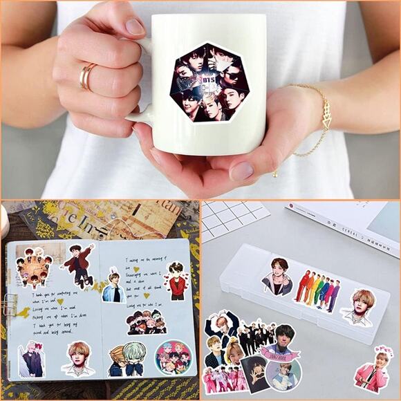 100 PCS BTS Stickers Vinyl Waterproof Stickers for Water Bottle, Mugs,Phones,etc - Picture 5 of 6